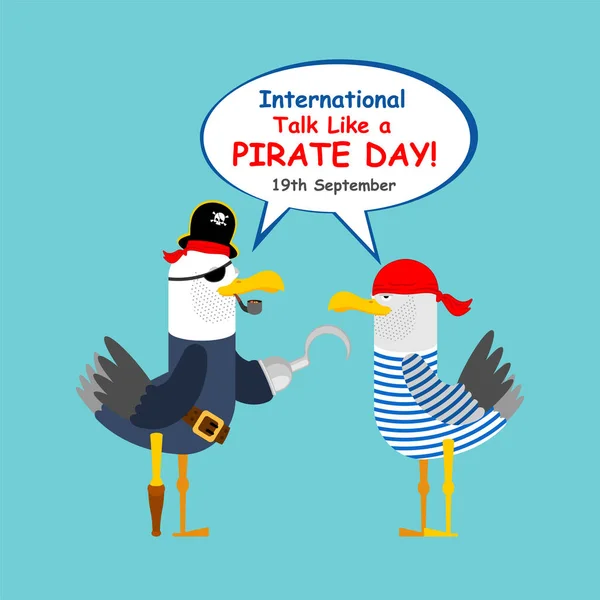 International Talk Pirate Day Mouette Tenue Pirate Pirate Mouettes Illustration — Image vectorielle