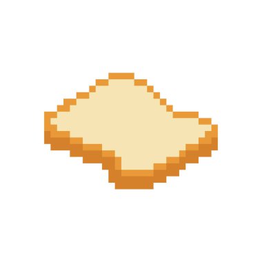 Dilimlenmiş ekmek pikseli. Pixelated Food rooty. 8 bit vektör illüstrasyonu