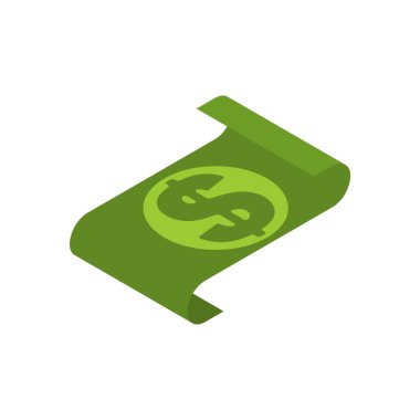 Bir dolar izole edilmiş. Kağıt para. Nakit vektör illüstrasyonu