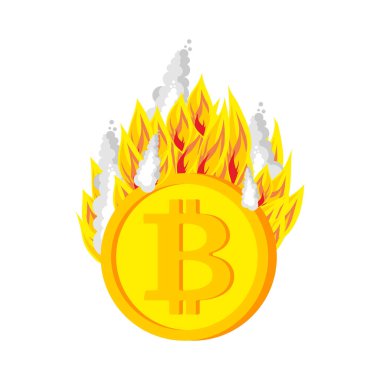 Bitcoin bozuk paralar yakıyor. Yakıcı jetonlar. Kripto para birimi yanıyor.