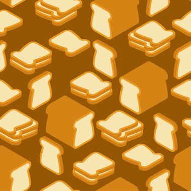 Dilimlenmiş ekmek deseni kusursuz. Yemekler arka planda. vektör dokusu