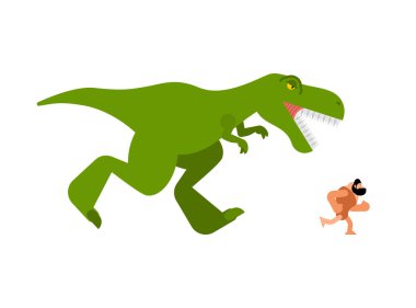 Dinozor ve tarih öncesi insan. T-rex ve Antik Adam