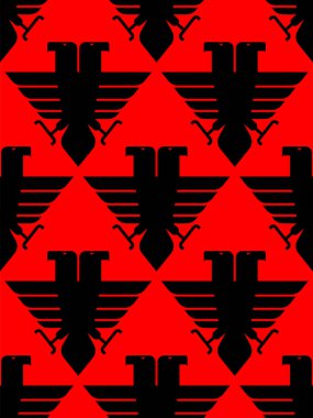 İki başlı kartal desenli dikişsiz. Yırtıcı geçmişi olan siyah bir kuş. Şahin dokusu