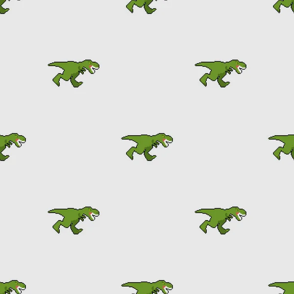 Dinossauro Tyrannosaurus Rex Pixel Art Padrão Sem Costura Pixelado Rex —  Vetores de Stock