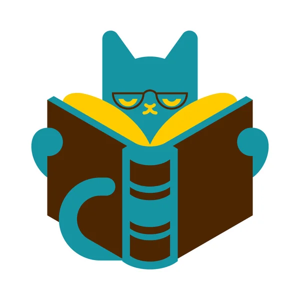 Cat Está Leyendo Libro Lector Gatitos Libro Símbolo Amantes — Vector de stock