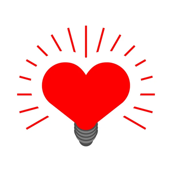 灯泡解剖心脏 爱的概念 矢量说明 — 图库矢量图片