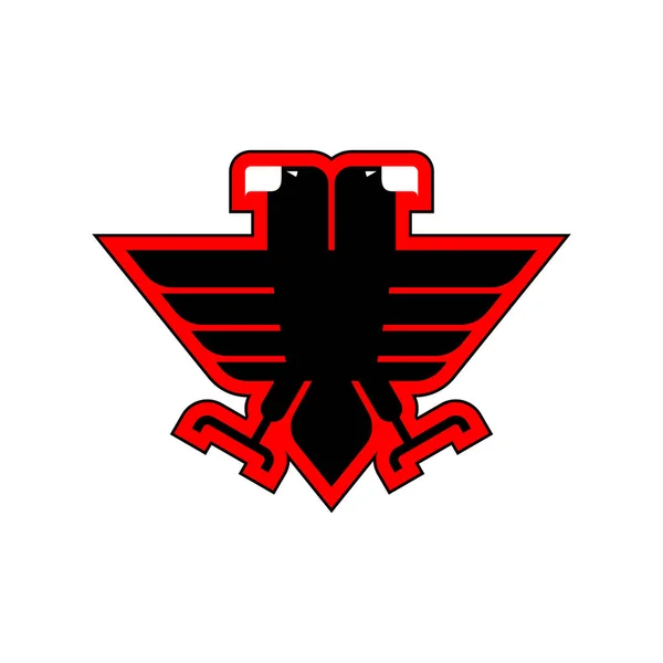 Symbole Aigle Deux Têtes Signe Oiseau Proie Noir Logo Hawk — Image vectorielle