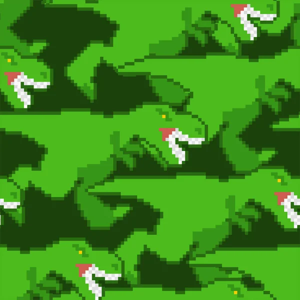 Dinossauro Tyrannosaurus Rex Pixel Art Padrão Sem Costura Pixelado Rex — Vetor de Stock