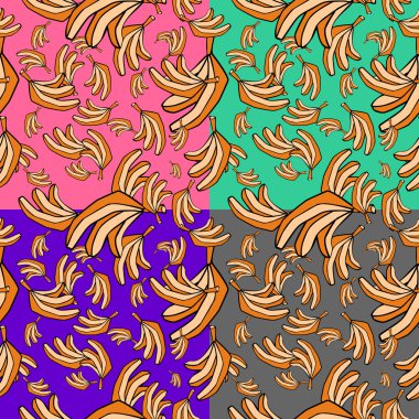 Muz, vektör arka plan üzerinden seamless modeli. çizgi film meyve