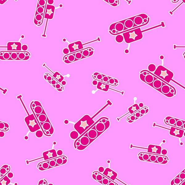 Patrón de vector inconsútil, un tanque militar de dibujos animados, 23 Febrero — Archivo Imágenes Vectoriales