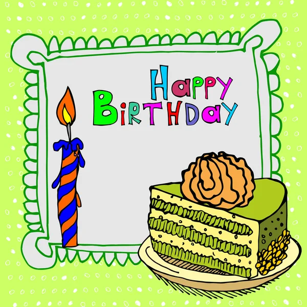 Linda tarjeta de vela de pastel de cumpleaños feliz. Ilustración vectorial — Vector de stock