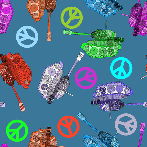 No war, seamless pattern. hippie background. world peace