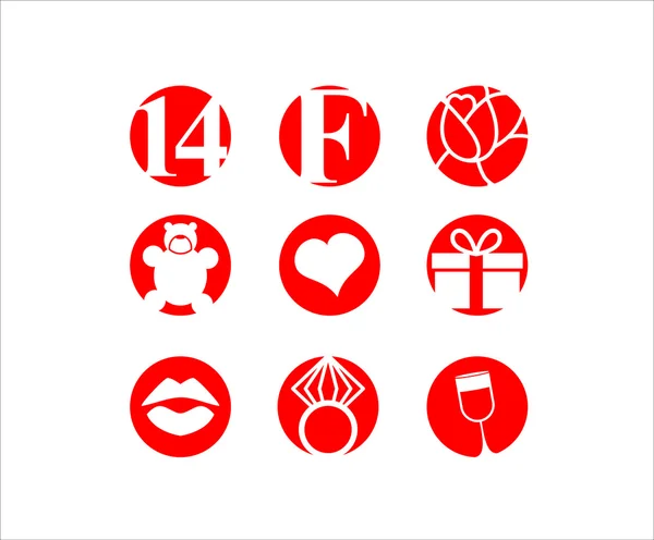 Aftelkalender voor Valentijnsdag, 14 februari, pictogram — Stockvector