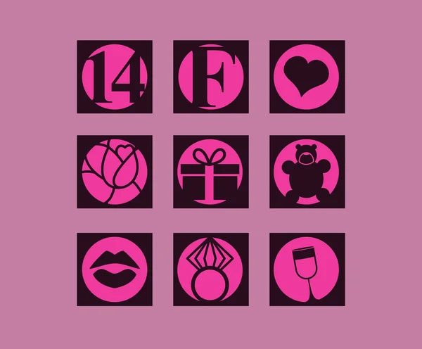 Aftelkalender voor Valentijnsdag, 14 februari, pictogram — Stockvector