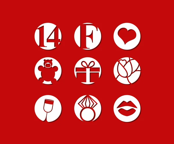 Aftelkalender voor Valentijnsdag, 14 februari, pictogram — Stockvector