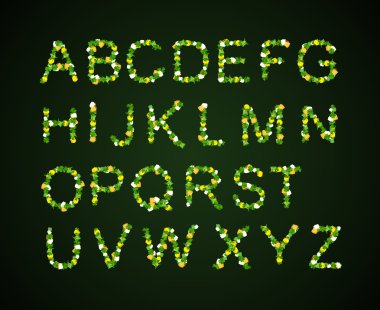  Yazı tipi yeşil yaprakları, st. patrick günü, yonca yazı tipi,