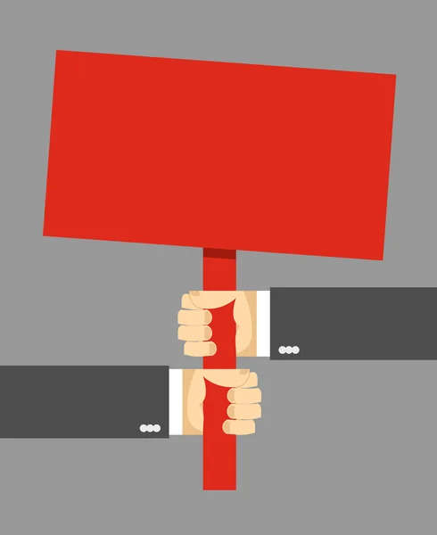 Red sign. Hands holding a sign. — Stock Vector