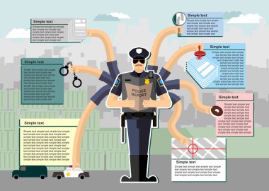 Polis Infographic. Polis işte. Çalışma zamanı. İçinde hizmet