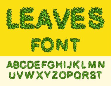 Yaprakları yazı tipi yeşil. Eko alfabesi.