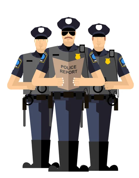 Three police officers were arrested. Police silhouette. The Arre — Stock Vector