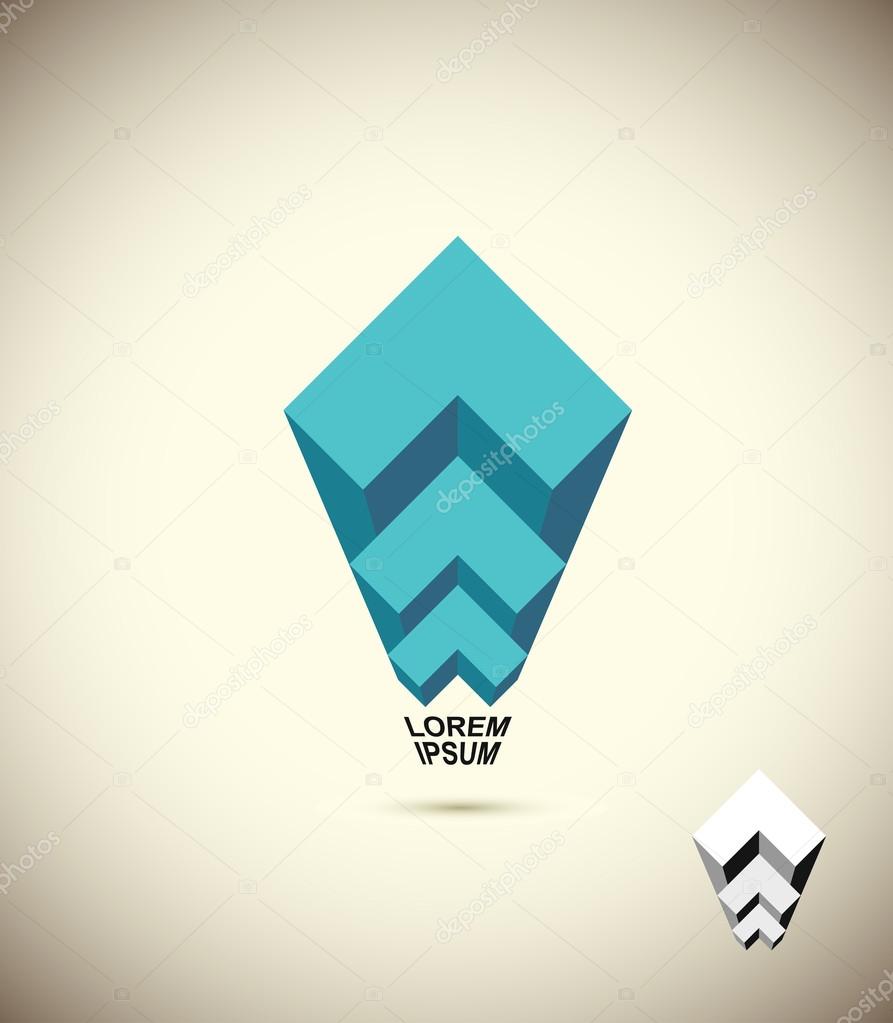 Abstract logo Vista. 3D business icon. The concept of construction. Building vector icon