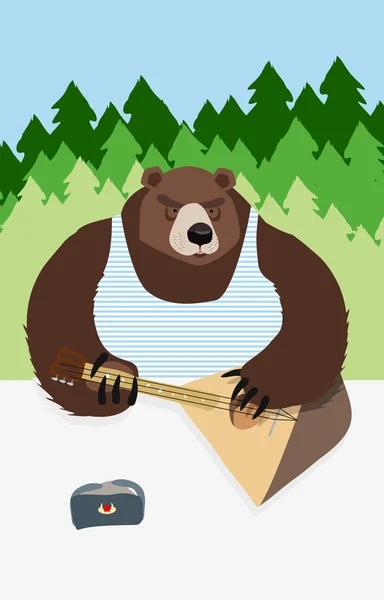 Urso russo animal tocando no instrumento musical urso simbo —  Vetores de Stock