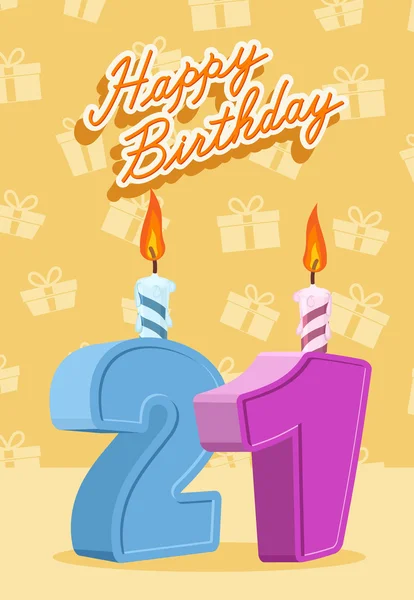 21 ans Carte Joyeux Anniversaire — Image vectorielle