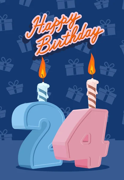 Bonne carte d'anniversaire avec 24e anniversaire — Image vectorielle