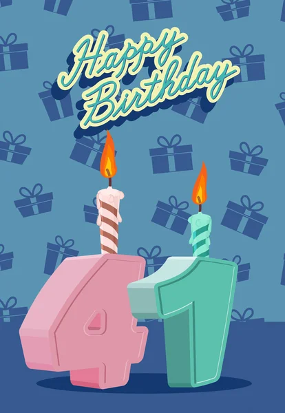Joyeux anniversaire carte avec 41e anniversaire — Image vectorielle