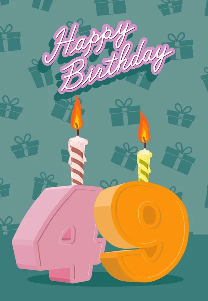 День рождения свеча номер 49 с пламенем — стоковый вектор