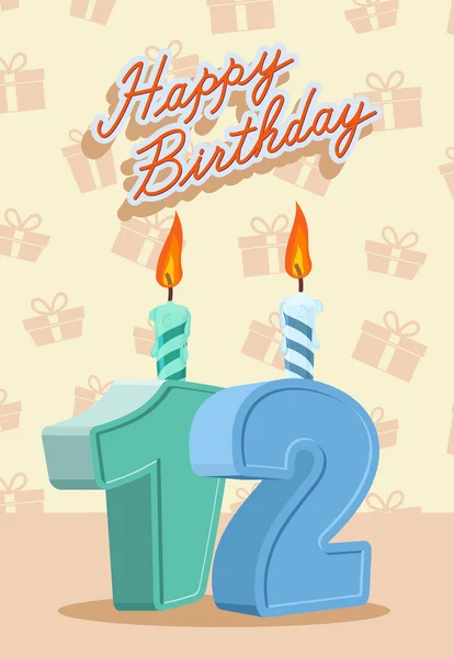 Birthday candle number 12 with flame — Stock Vector