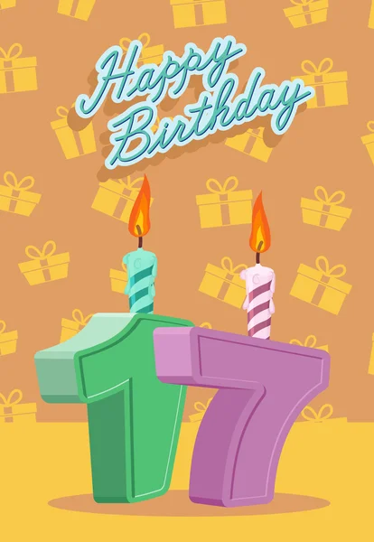 Joyeux anniversaire, 17 ans. Message d'annonce et de célébration — Image vectorielle