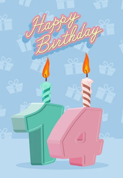 14 let oslava, 14nd všechno nejlepší k narozeninám — Stockový vektor