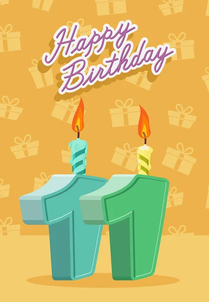 11 let oslava, 11nd všechno nejlepší k narozeninám — Stockový vektor