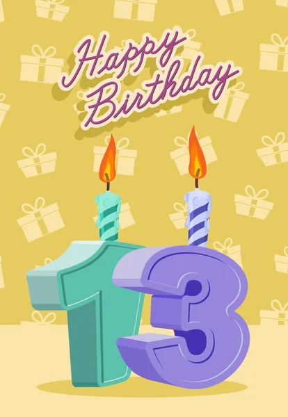 13 year Happy Birthday Card — Stock Vector
