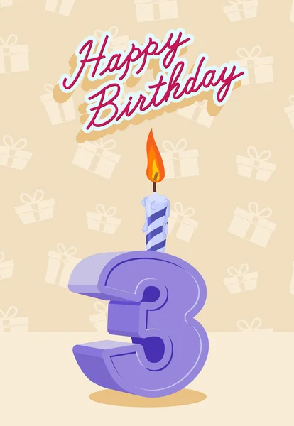 3 year Happy Birthday Card — Stock Vector