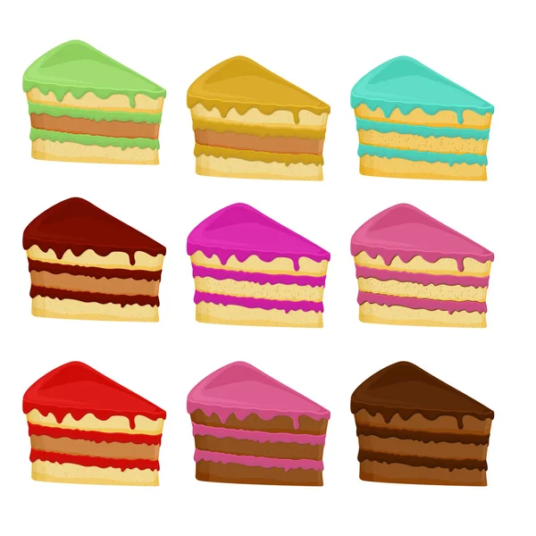 Cartoon Set  cake slices — Stock Vector