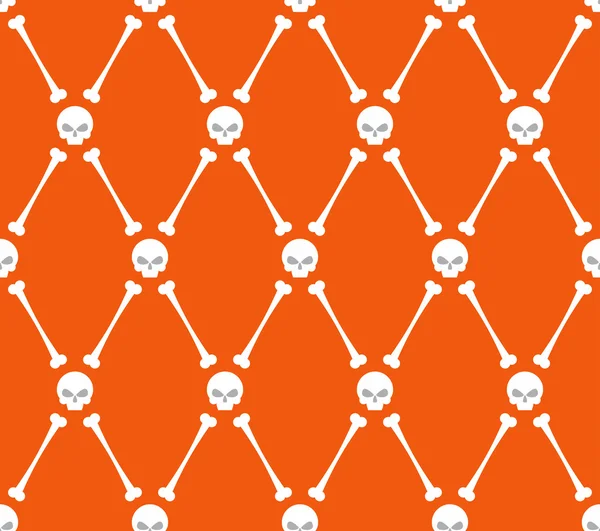 Naadloze schedel en botten patroon. Halloween achtergrond — Stockvector