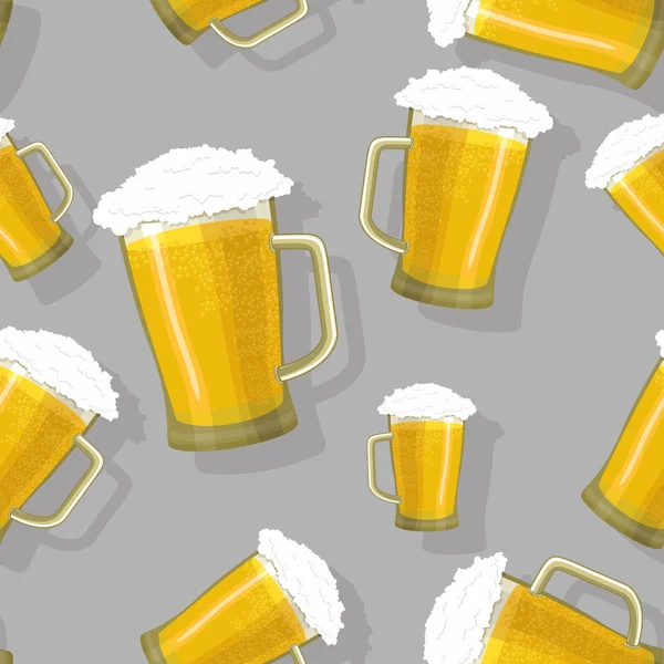 无缝模式啤酒杯 — 图库矢量图片
