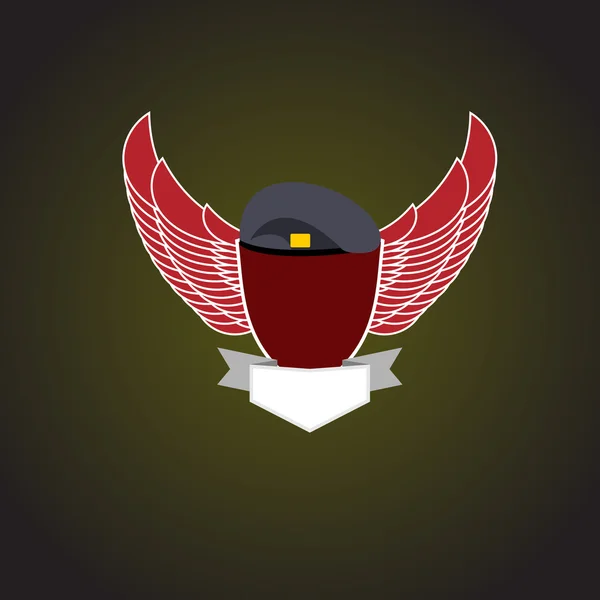 Emblem military. Shield wings — Stock Vector
