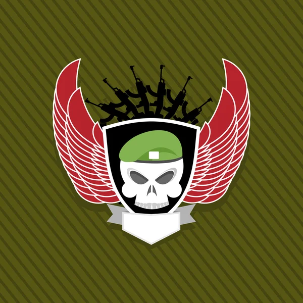 Cráneo con alas para tomar. Un emblema militar. Etiqueta en el formulario — Archivo Imágenes Vectoriales