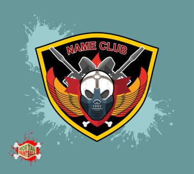 Paintball amblemi kulübü. Yangın ve paintball silahları Wings. Kafatası m