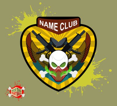 Paintball takım logo ve amblem. korkunç kafatası içinde paintball maskesi 