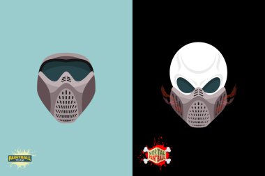 Paintball kask ve maske. korkunç kafatası dumanlı. Ölümlü paintb