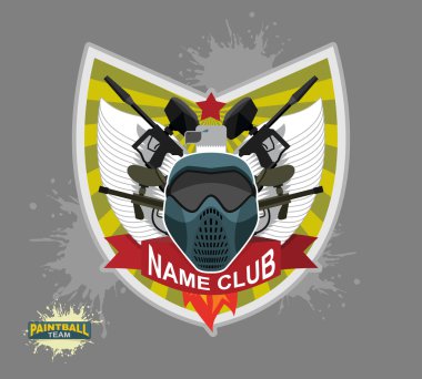 Paintball logo amblem. paintball tabancaları ve kanatlar. Ölümlü Hanedanlık armaları
