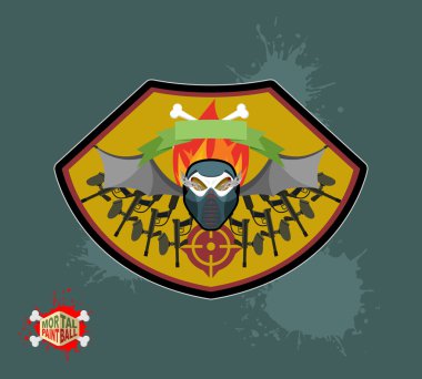 Paintball amblemi kulübü. Yangın ve paintball silahları Wings. Kafatası m