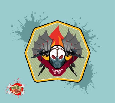 Paintball takım logo ve amblem. korkunç kafatası içinde paintball maskesi 