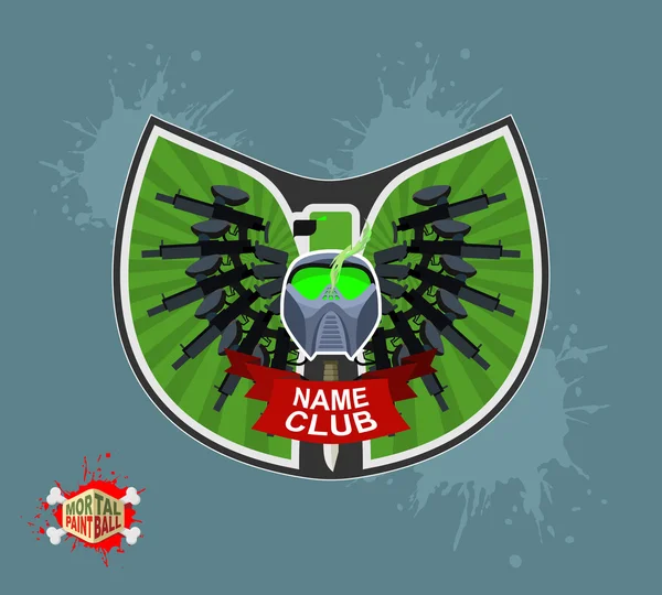 Logo de Paintball. escudo con alas. Emblema Mortal paintbal — Archivo Imágenes Vectoriales