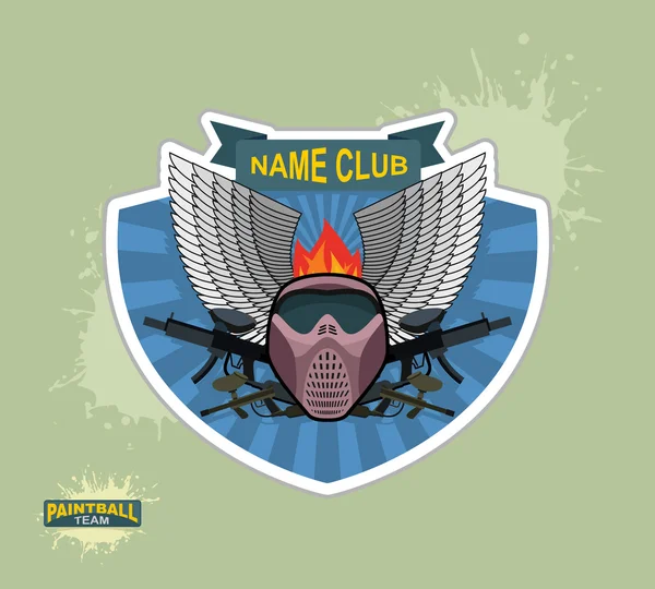 Paintball-Logo Emblem. Paintball-Kanonen und Flügel. Sterbliche Heraldik — Stockvektor