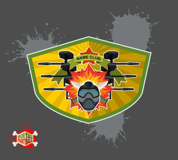 Logotipo de Paintball. escudo com asas. Emblema Mortal paintbal —  Vetores de Stock